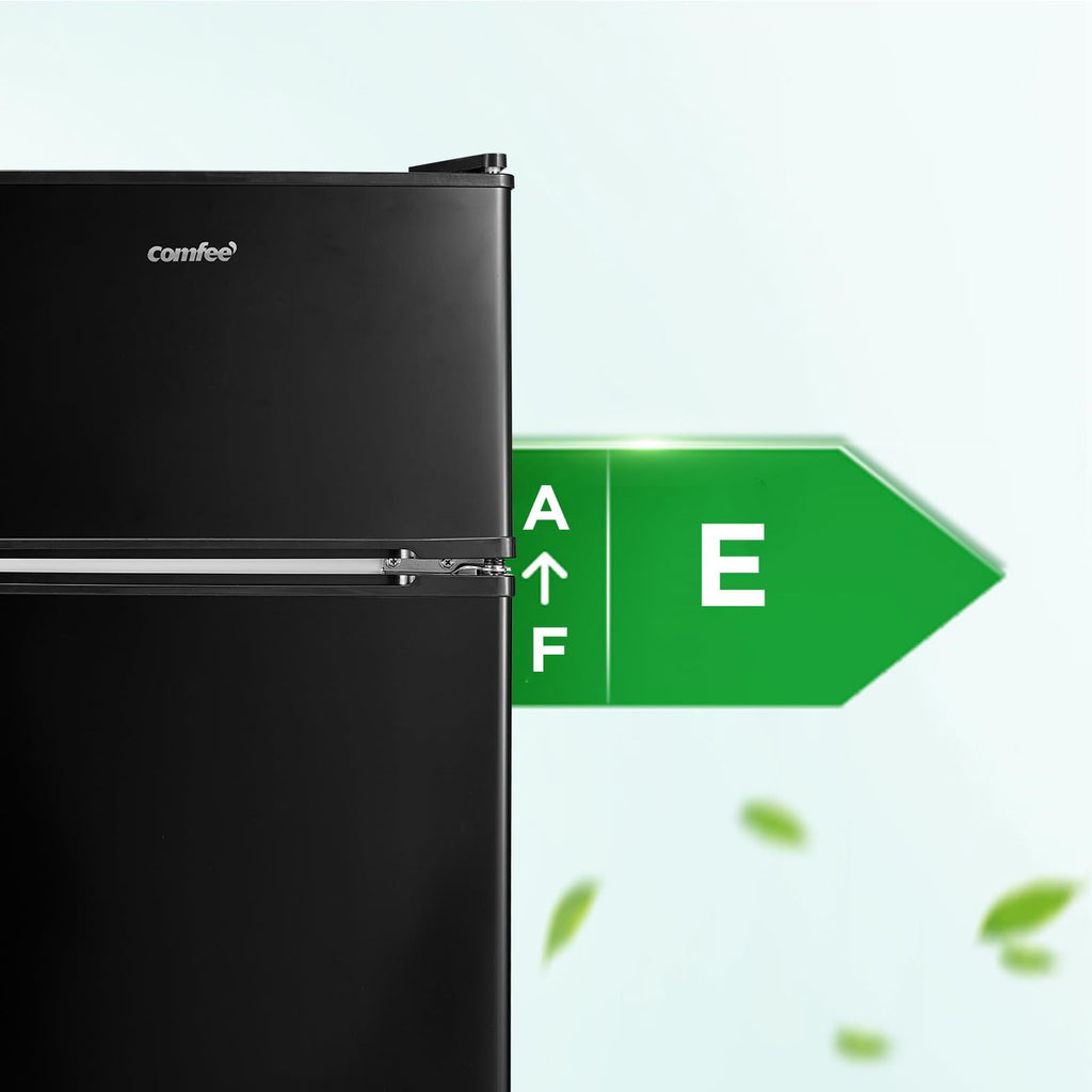COMFEE' RCT87BL2(E) Under Counter Fridge Freezer, 87L Double Door Small Fridge Freezer with Light